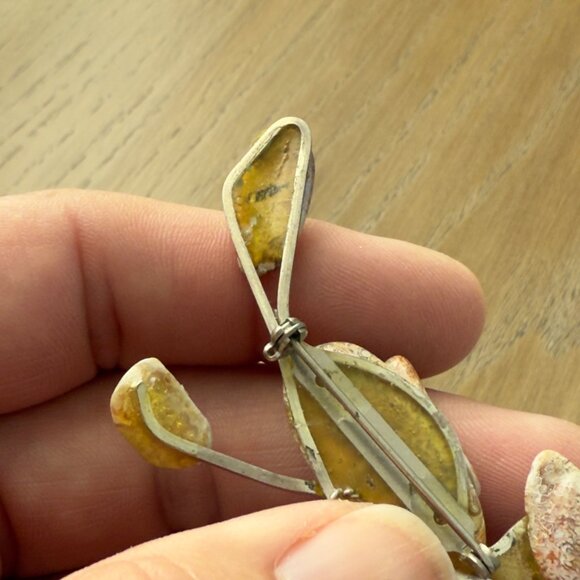 Vintage Handcrafted Stone Roadrunner Brooch Pin Silver Tone - Picture 9 of 11